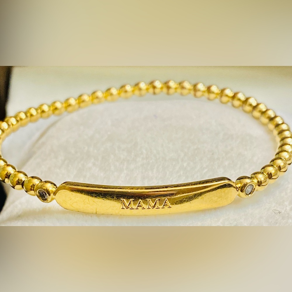 Nadri Gold Beaded ID Bar with MAMA  Baby Stretchable  Bracelet